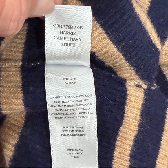 Rails Harris Camel Navy Striped Sweater Size XS - Picture 7 of 7